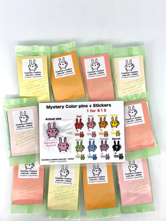 Sadness Rabbit:Mystery Color Pin+Sticker