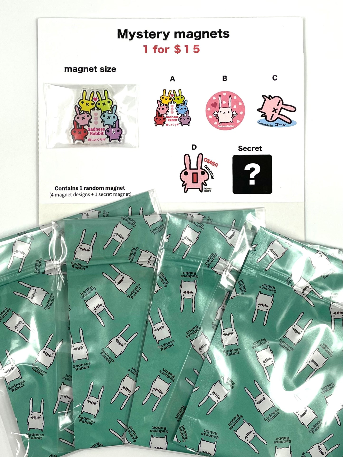 Sadness Rabbit: Mystery Magnets Bag