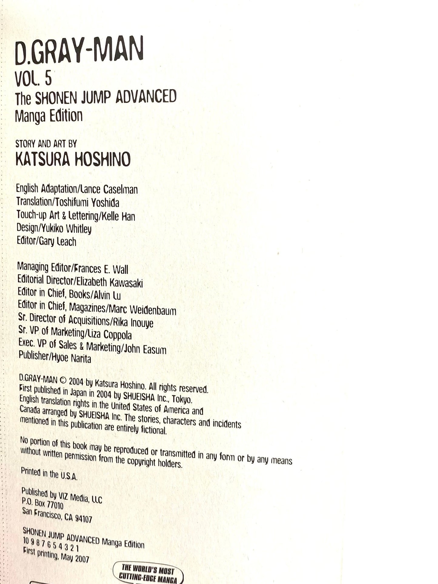 D.Gray-Man Vol.5_First Print-English Edition