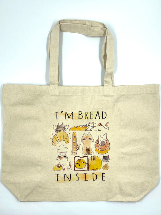 grapehoney: Im Bread Inside 15x19 Canvas Tote with Gusset