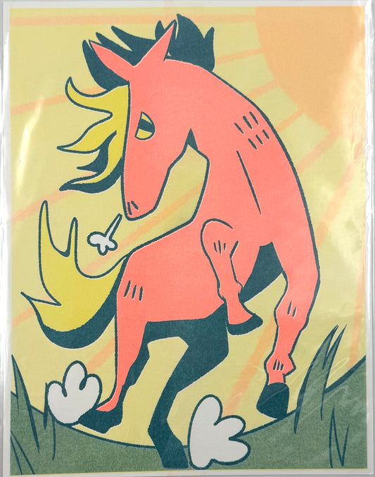 grapehoney: “Fire Horse” Riso Print