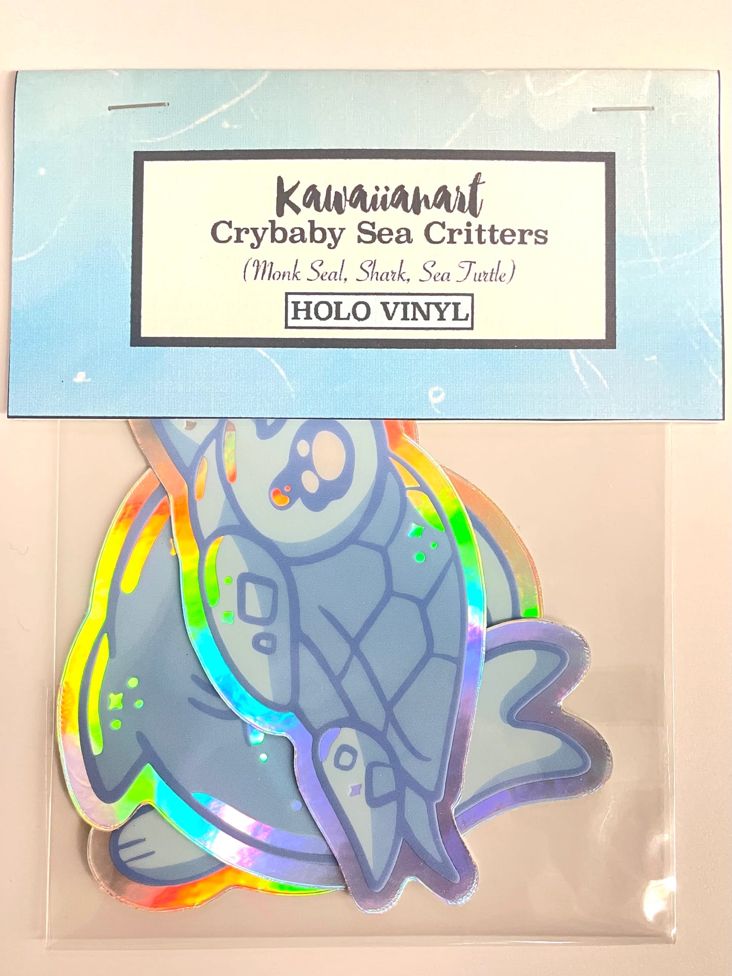 Kawaiianart:Crybaby Sea Critters Holo Vinyl sticker set