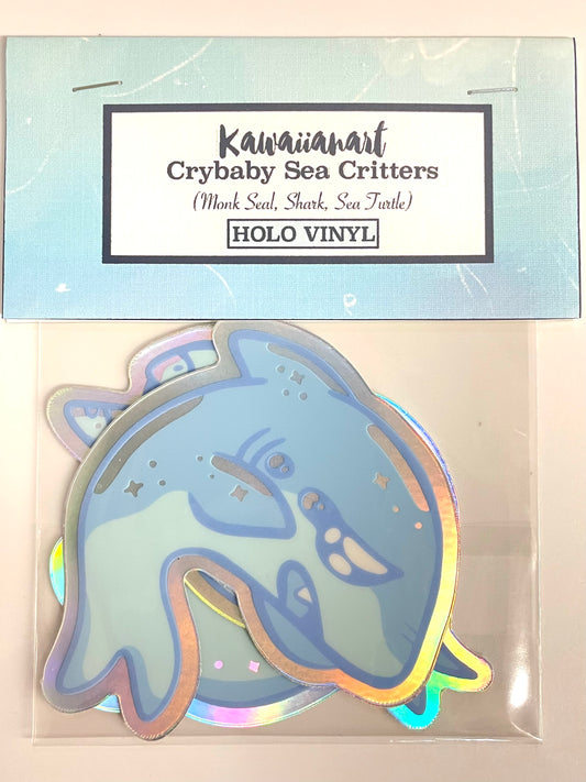 Kawaiianart:Crybaby Sea Critters Holo Vinyl sticker set