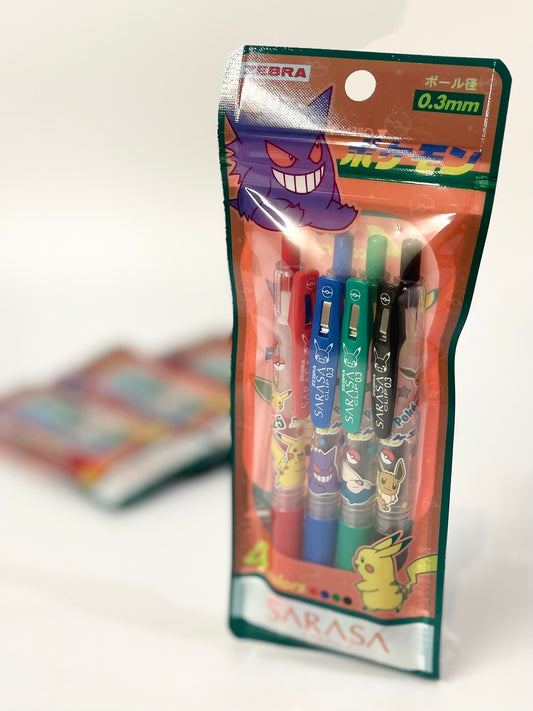 Ballpoint pen SARASA 4 colors Pikachu,Snorlax,Gengar,Eevee