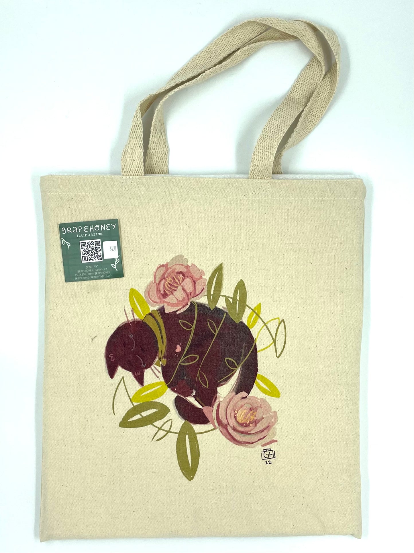 grapehoney: Peony Cats Tote Bag