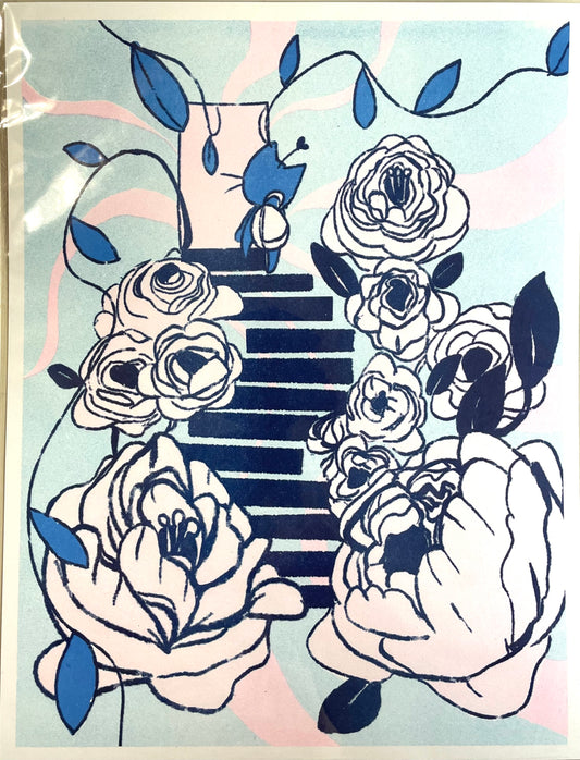 grapehoney: “Peony Stairs” Riso Print